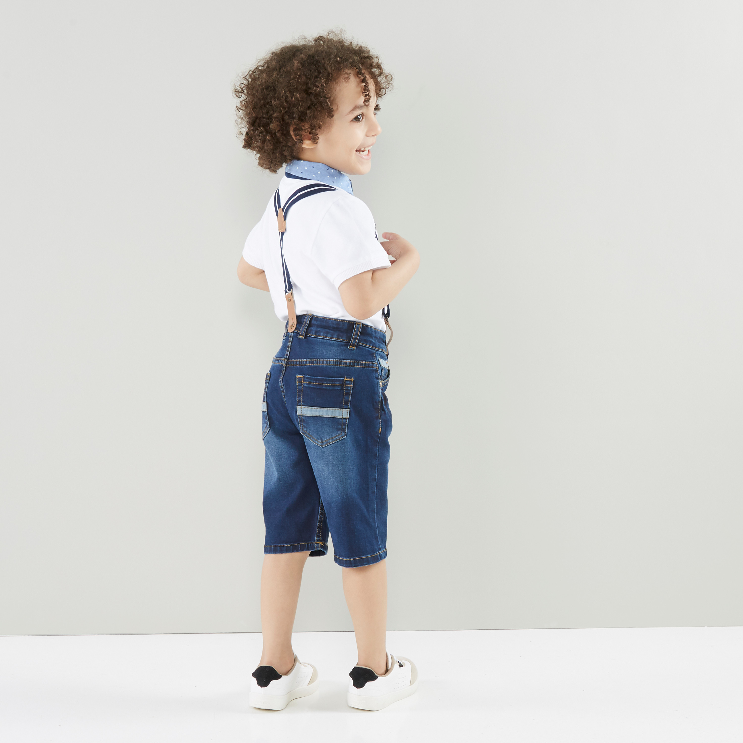 Buy Juniors 5-Pocket Denim Shorts with Suspender Straps Online | Mothercare  Bahrain