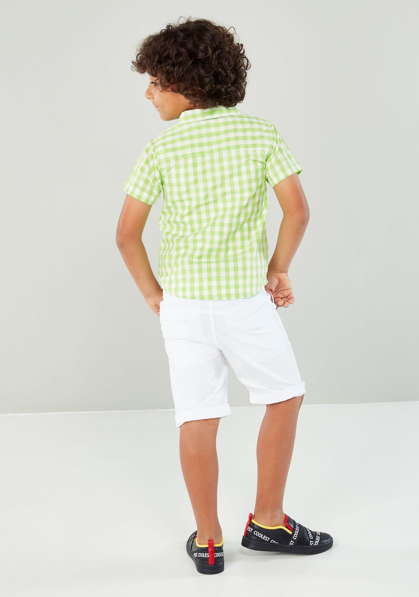 Juniors Plain Knee Length 3-Pocket Short and Checked Shirt Set-Clothes Sets-image-6