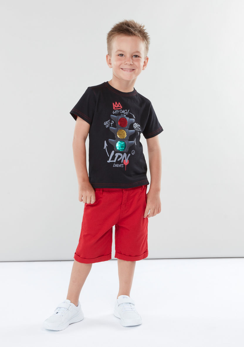 Juniors Graphic Printed T-shirt and Shorts Set-Clothes Sets-image-0