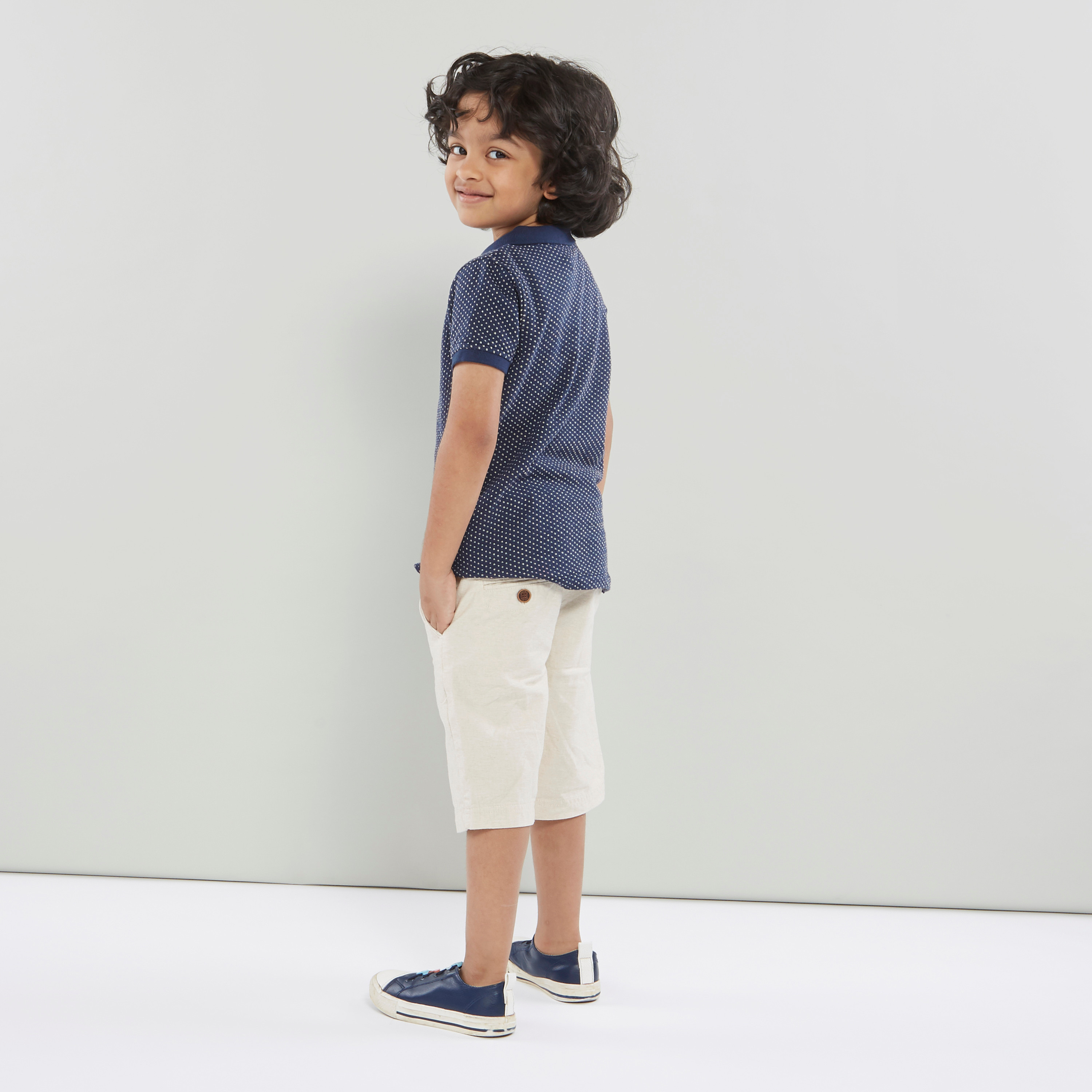 Juniors Polka Dot Print Polo T-shirt with Short Sleeves-boys-clothing-tshirtsandpolos-image-2