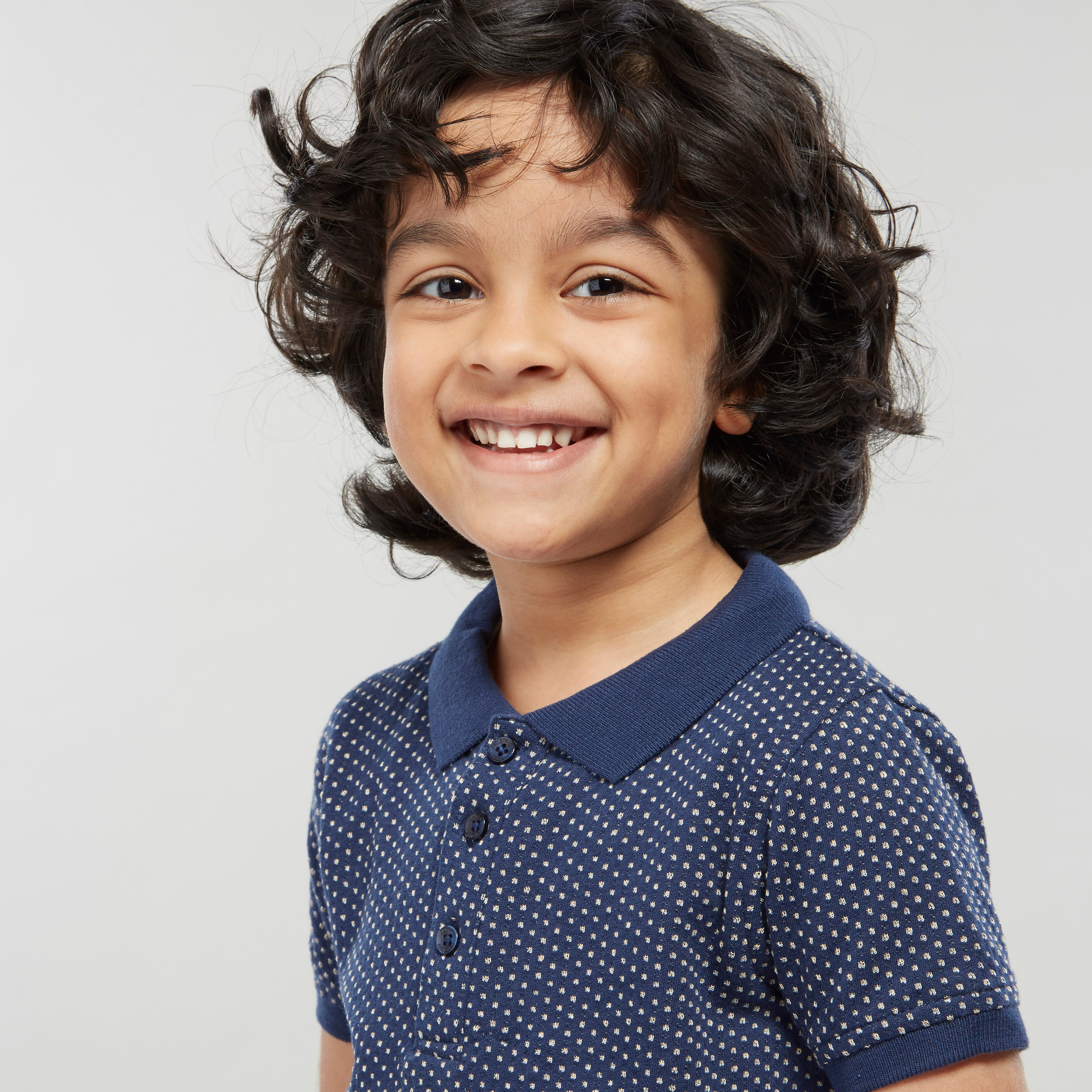 Juniors Polka Dot Print Polo T-shirt with Short Sleeves-boys-clothing-tshirtsandpolos-image-3