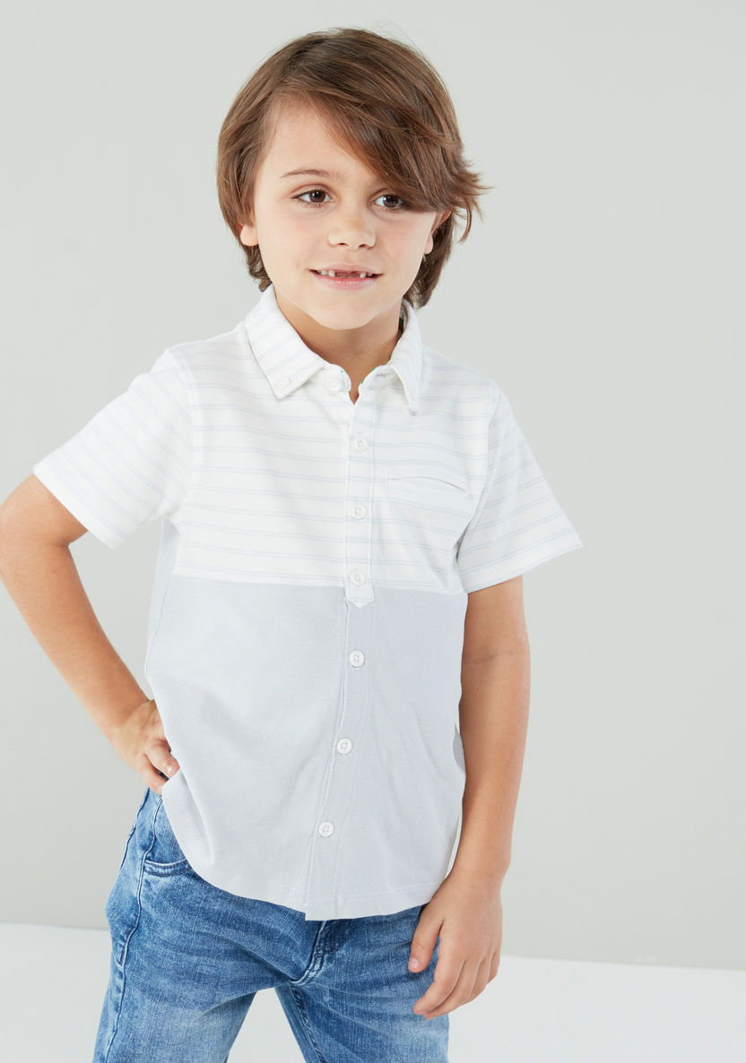 Juniors Striped Shirt with Short Sleeves-Shirts-image-1
