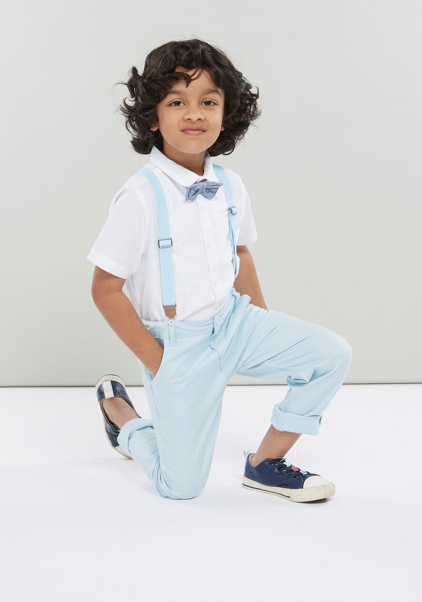 Juniors Solid Collared Shirt with Short Sleeves-Shirts-image-0