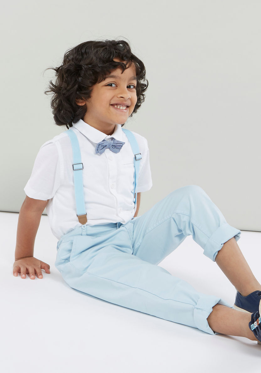 Juniors Solid Collared Shirt with Short Sleeves-Shirts-image-1