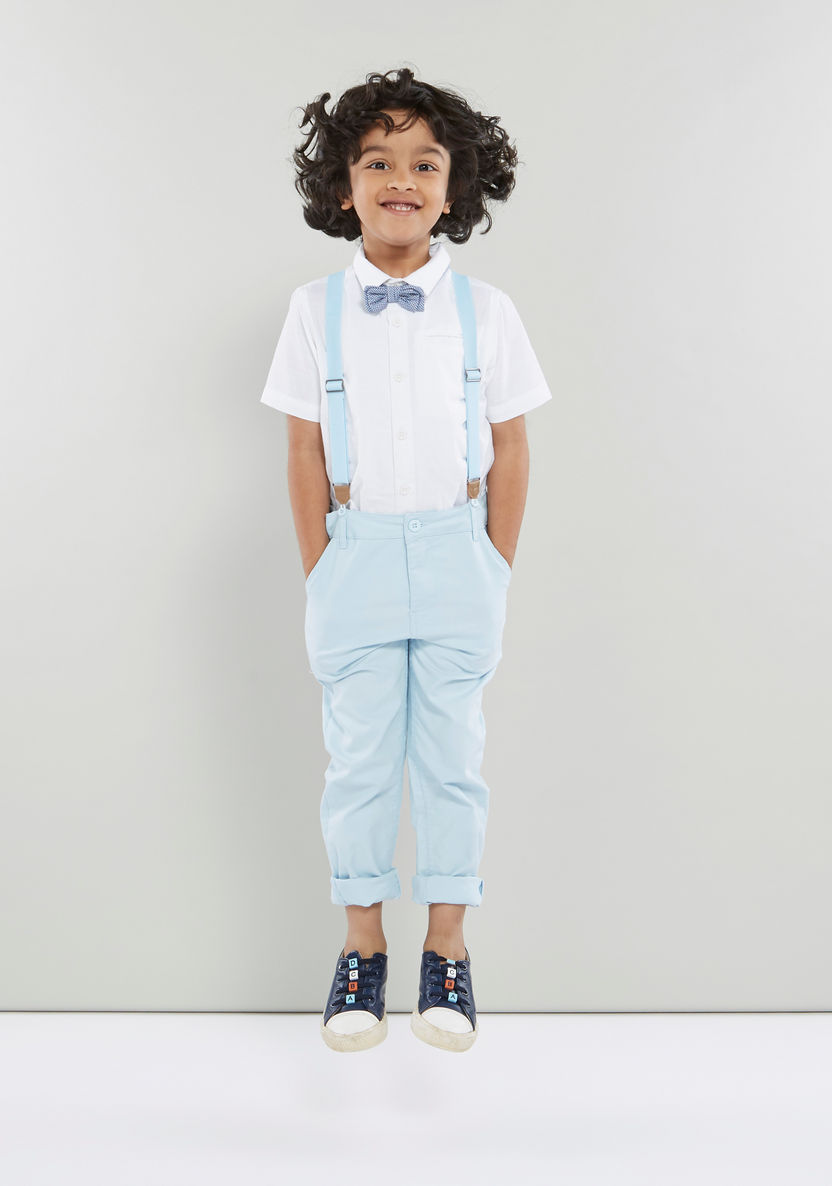 Juniors Solid Collared Shirt with Short Sleeves-Shirts-image-2