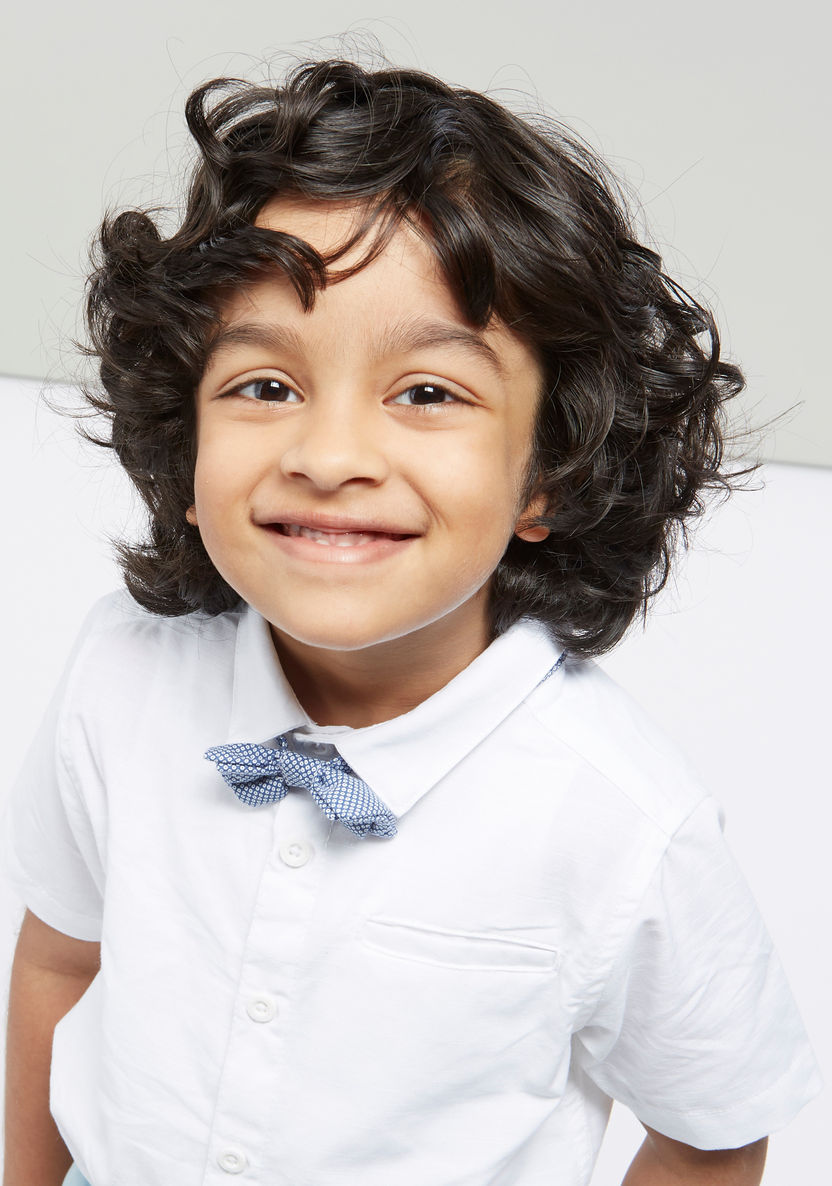 Juniors Solid Collared Shirt with Short Sleeves-Shirts-image-4