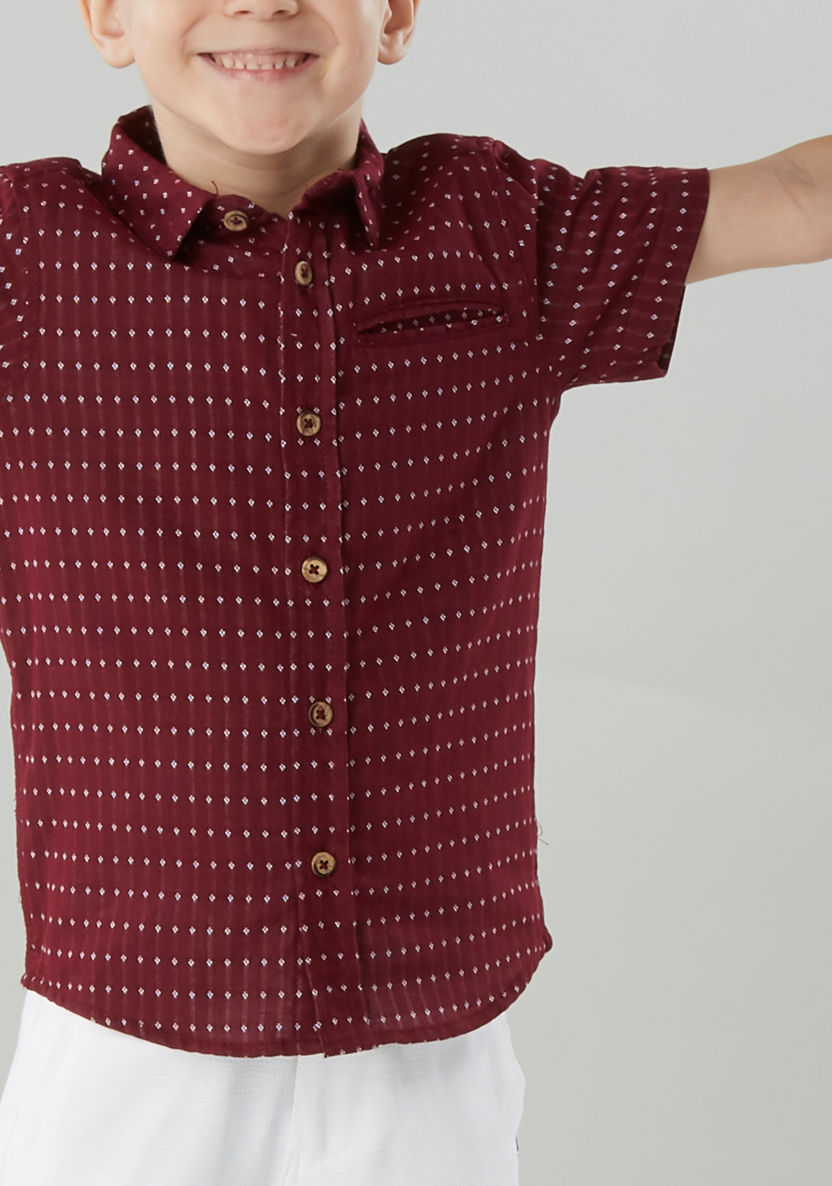 Juniors Printed Shirt with Short Sleeves and Pocket Detail-Shirts-image-2