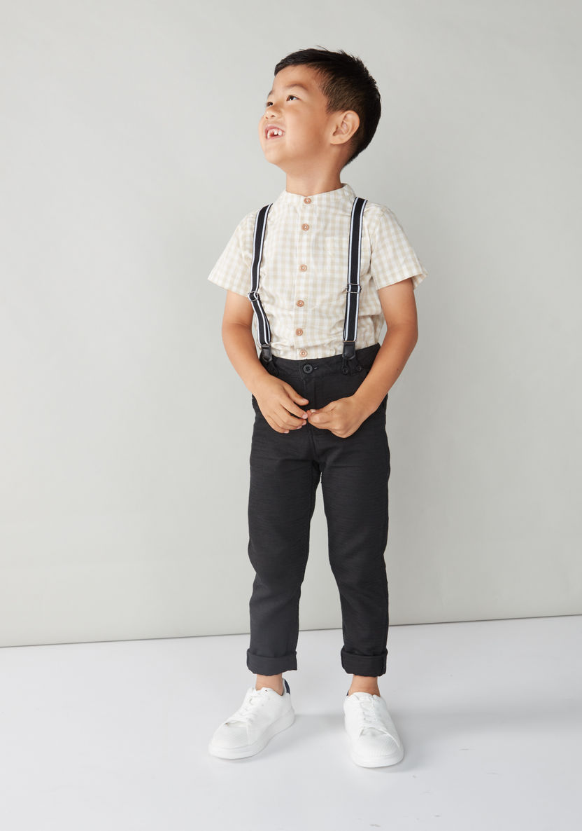Juniors Solid Pants with Pocket Detail and Suspenders-Pants-image-0