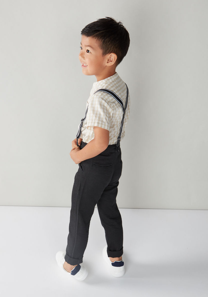Juniors Solid Pants with Pocket Detail and Suspenders-Pants-image-1
