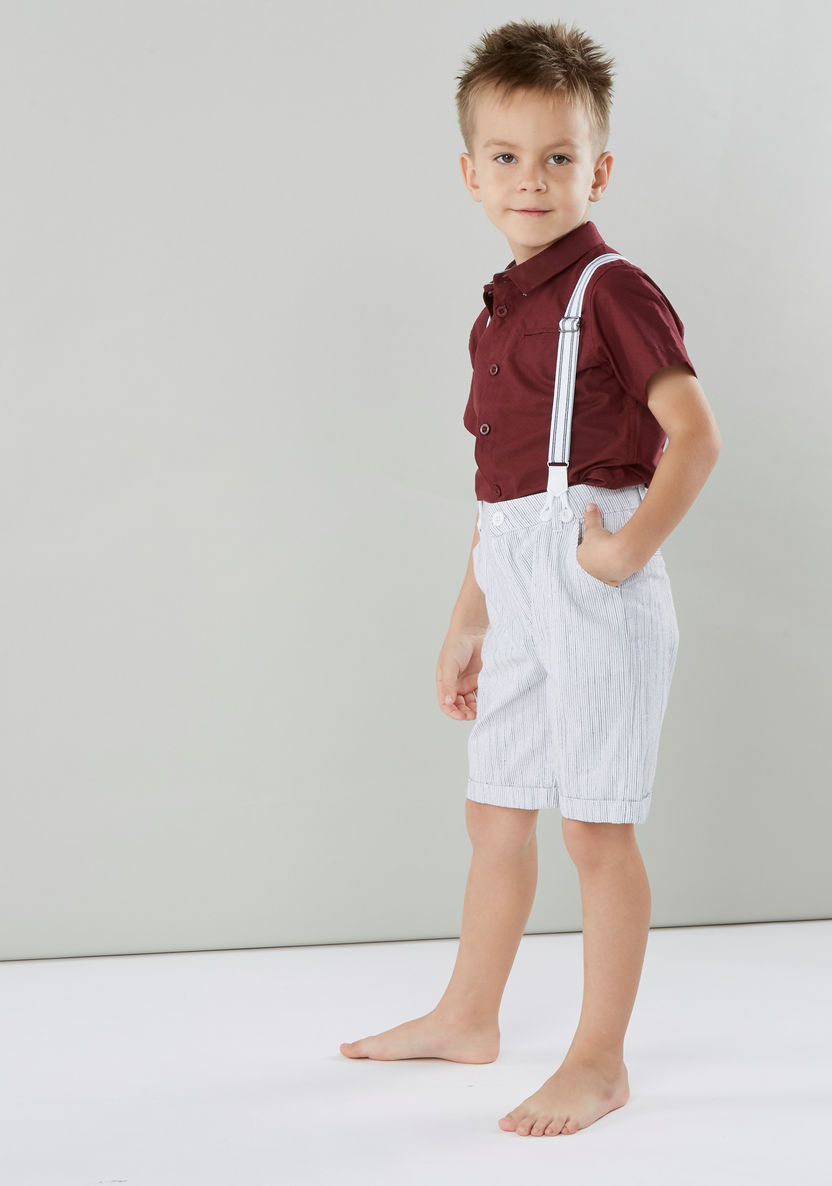 Juniors Striped Shorts with Pocket Detail and Suspenders-Shorts-image-2