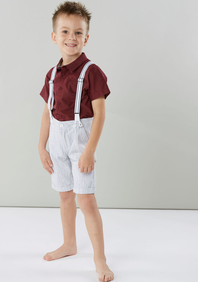 Juniors Striped Shorts with Pocket Detail and Suspenders-Shorts-image-3