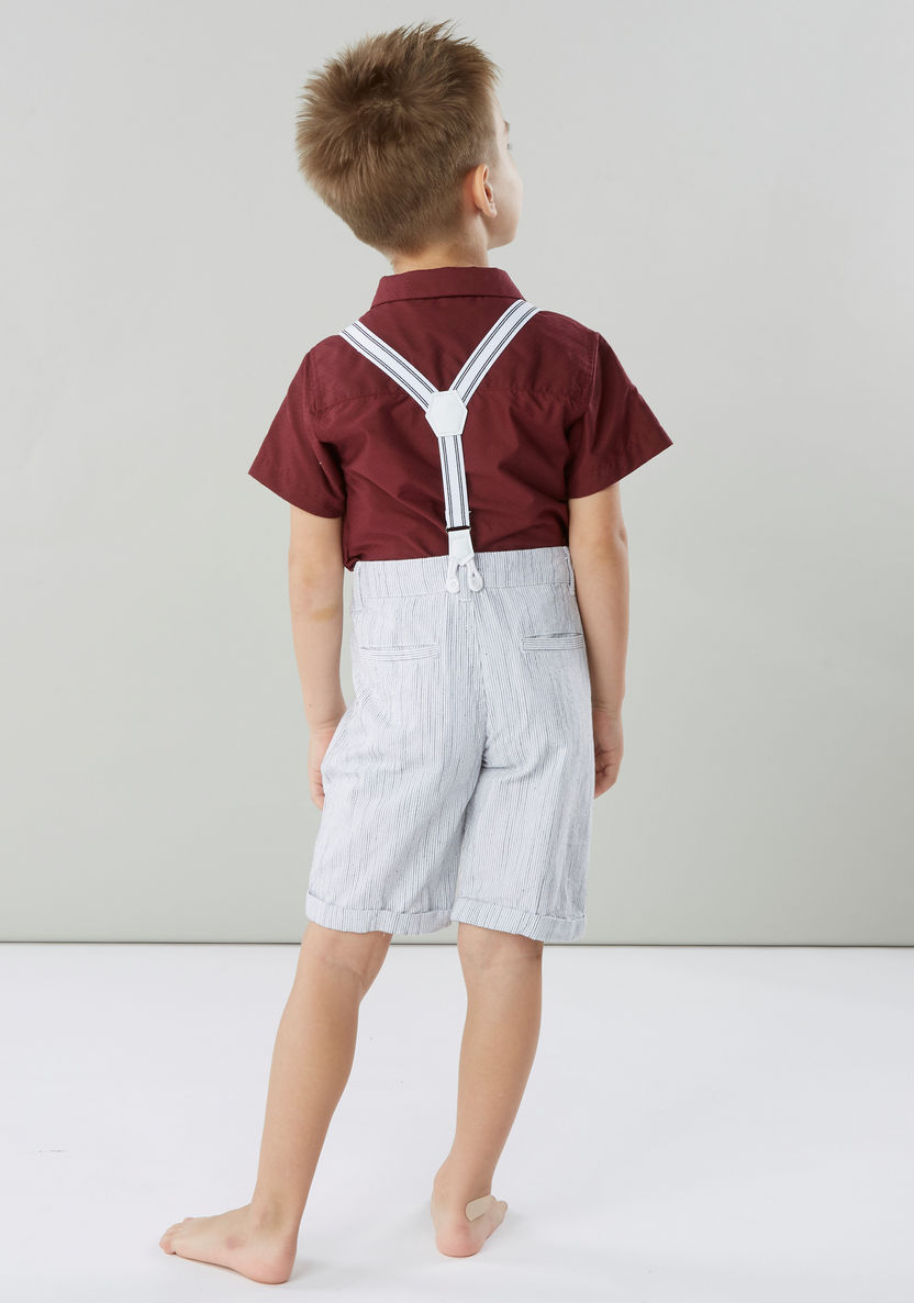 Juniors Striped Shorts with Pocket Detail and Suspenders-Shorts-image-4