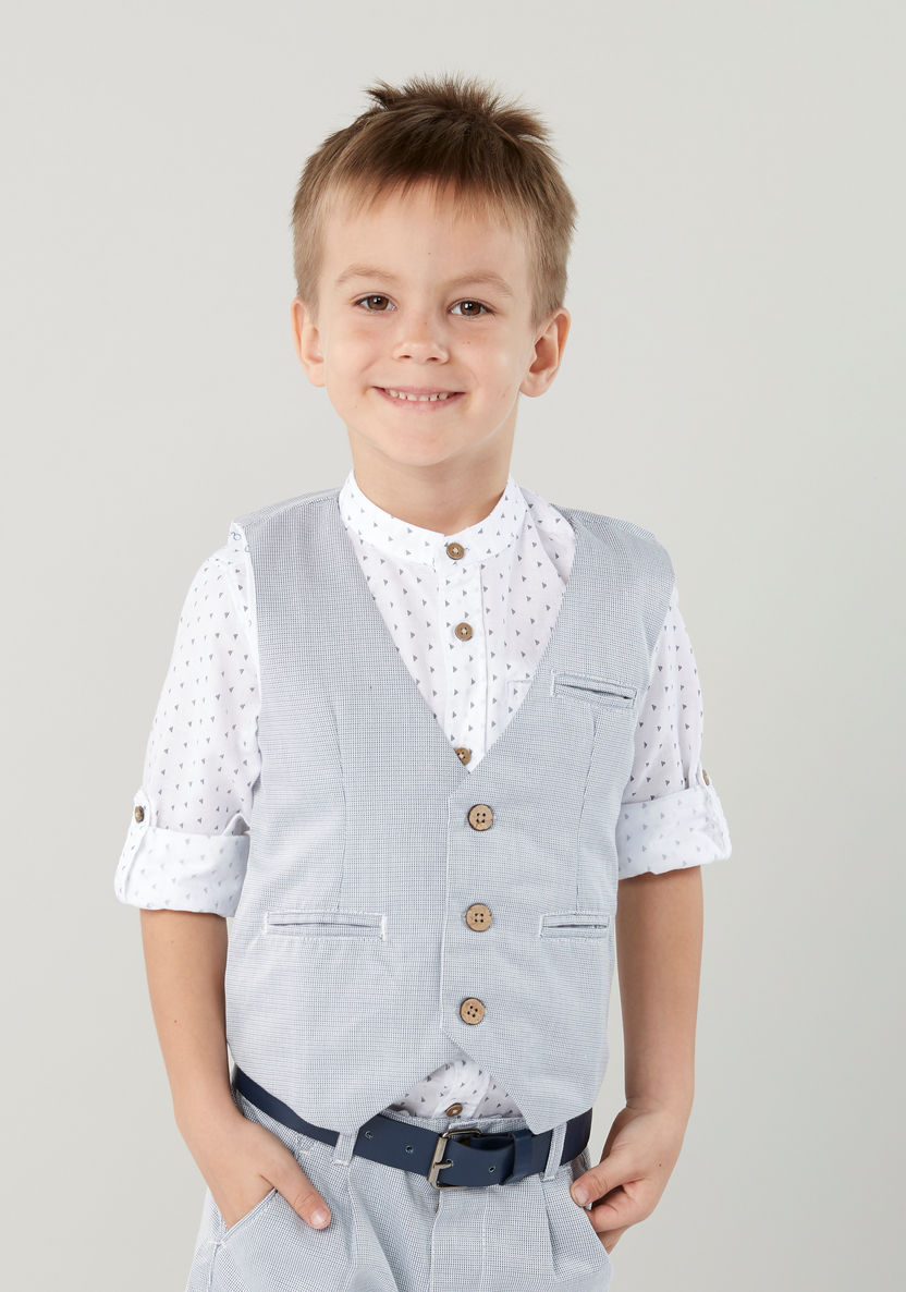 Juniors Chequered Waistcoat with Pocket Detail-Coats and Jackets-image-0