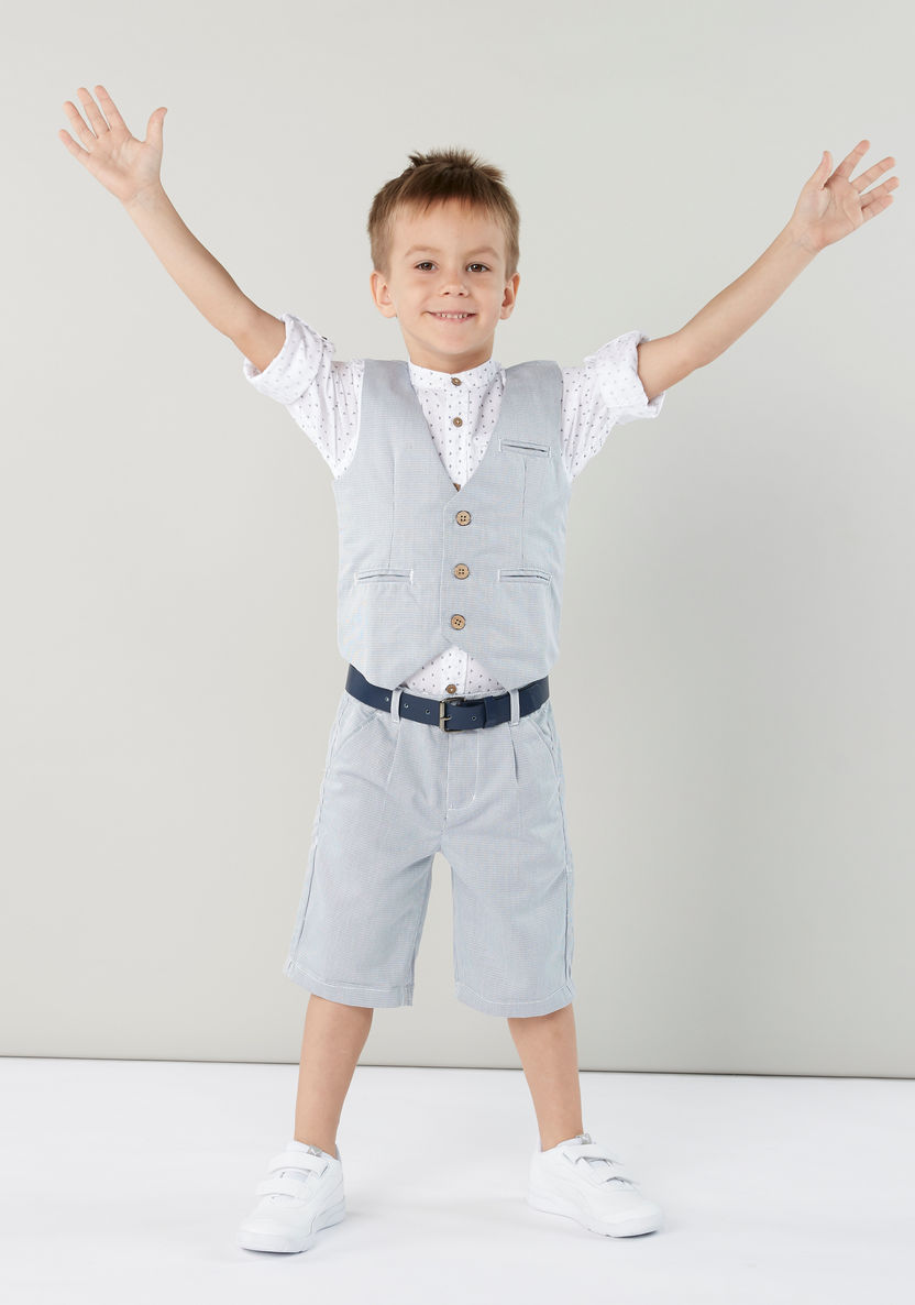 Juniors Chequered Waistcoat with Pocket Detail-Coats and Jackets-image-2
