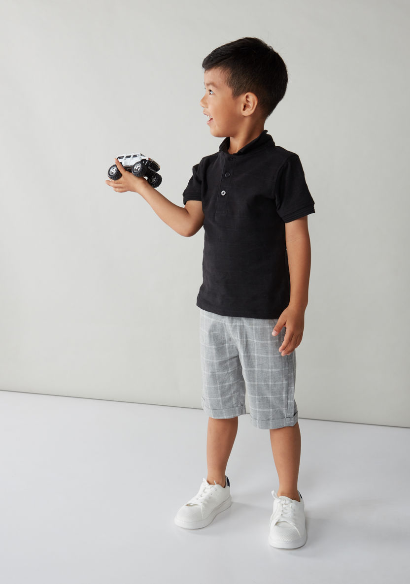 Juniors Polo Neck T-shirt with Chequered Shorts-Clothes Sets-image-2