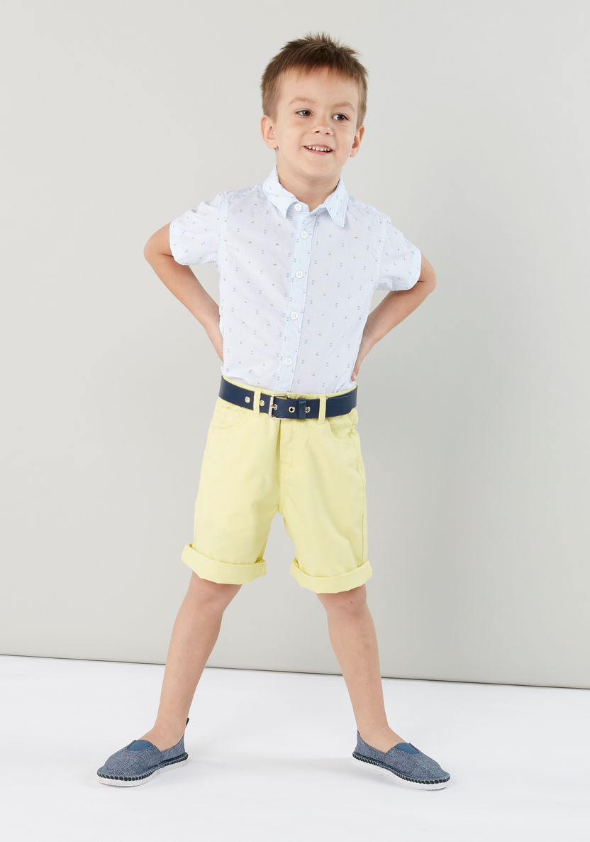 Juniors Printed Shirt with Pocket Detail Shorts-Clothes Sets-image-0