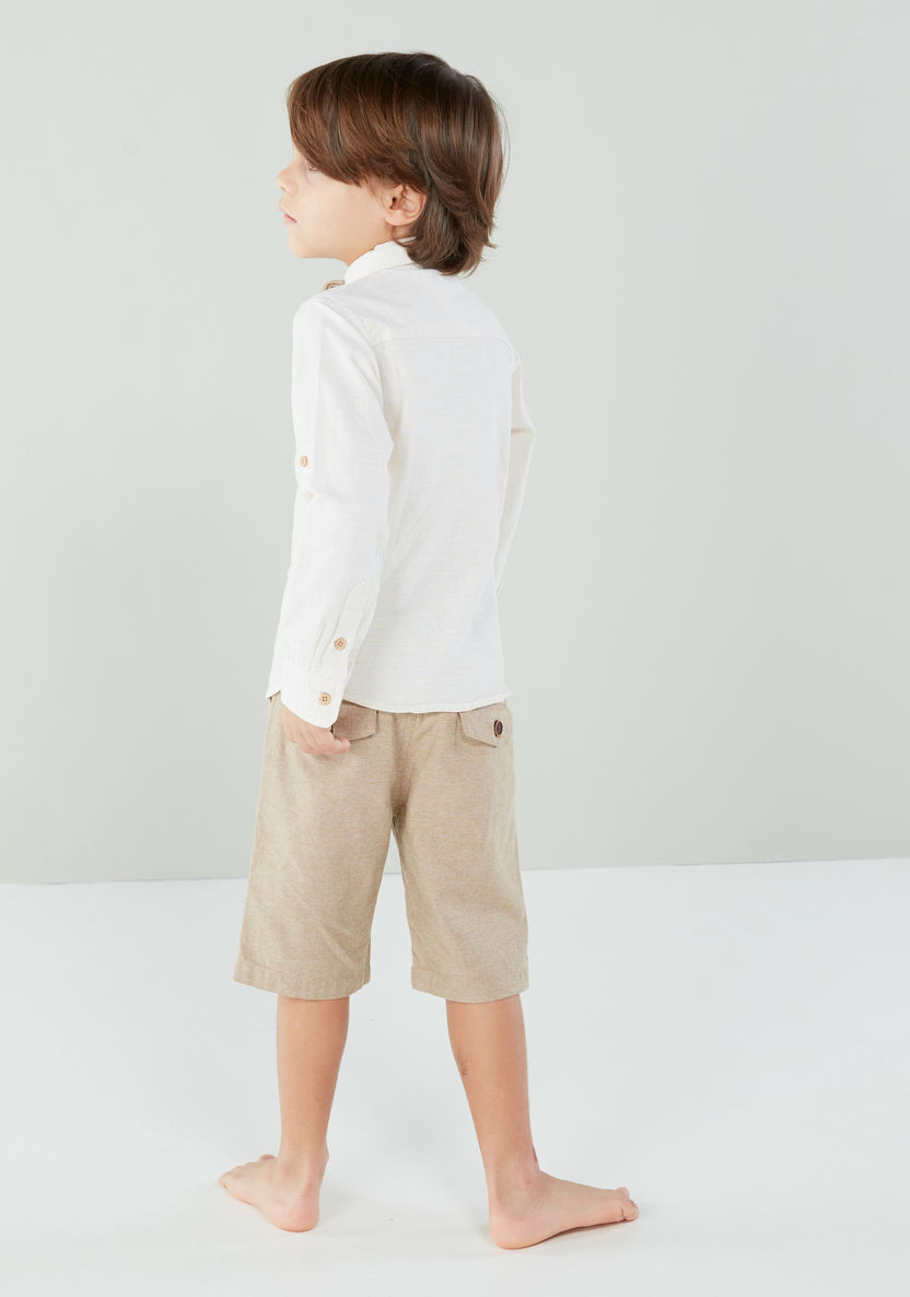 Juniors Long Sleeves Shirt with Plain Shorts-Clothes Sets-image-2
