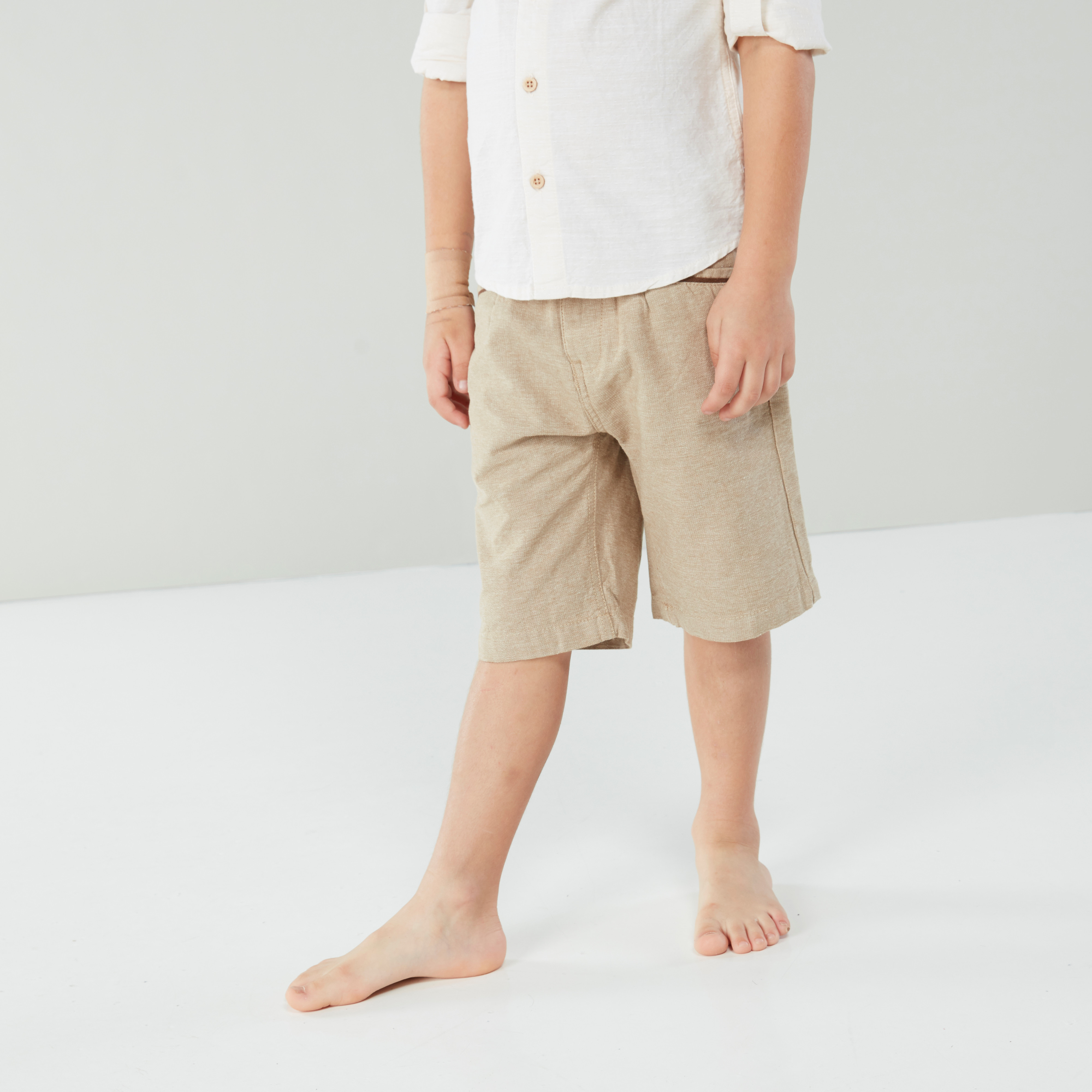 Juniors Long Sleeves Shirt with Plain Shorts-boys-clothing-setsandcoords-image-4