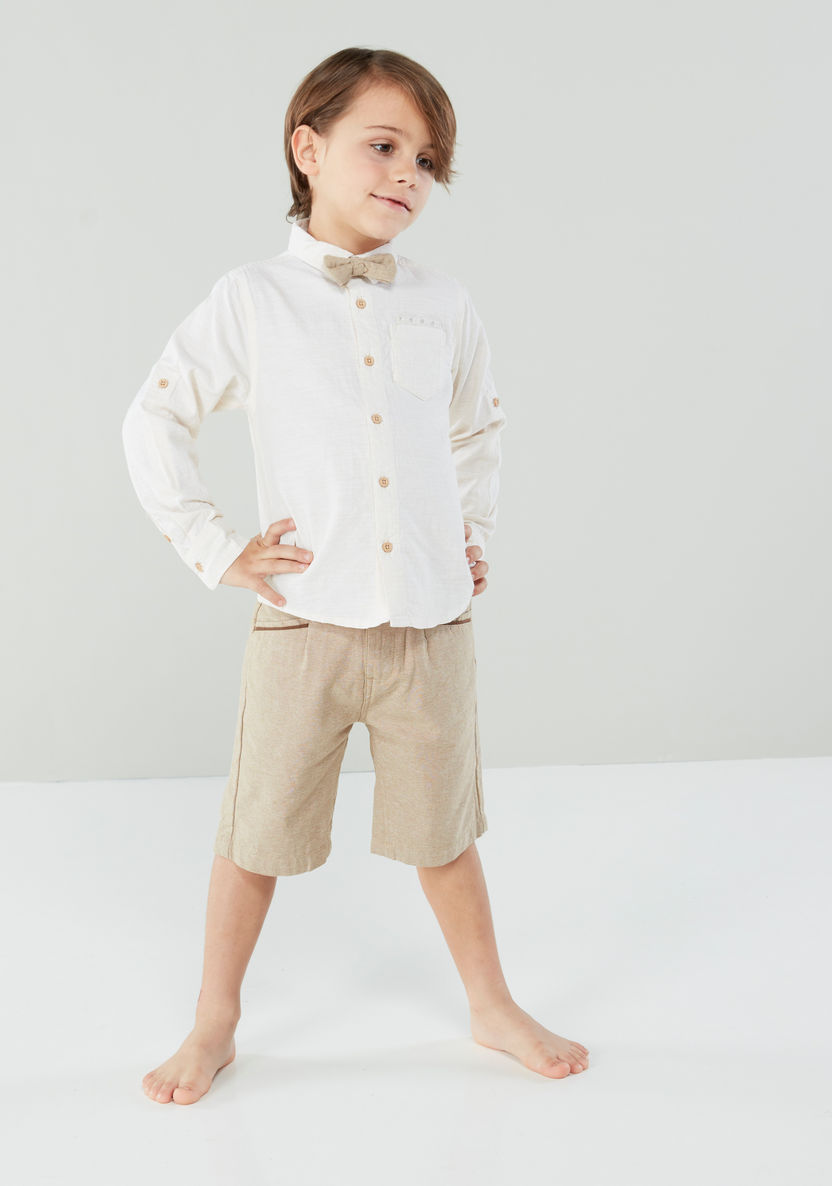 Juniors Long Sleeves Shirt with Plain Shorts-Clothes Sets-image-4