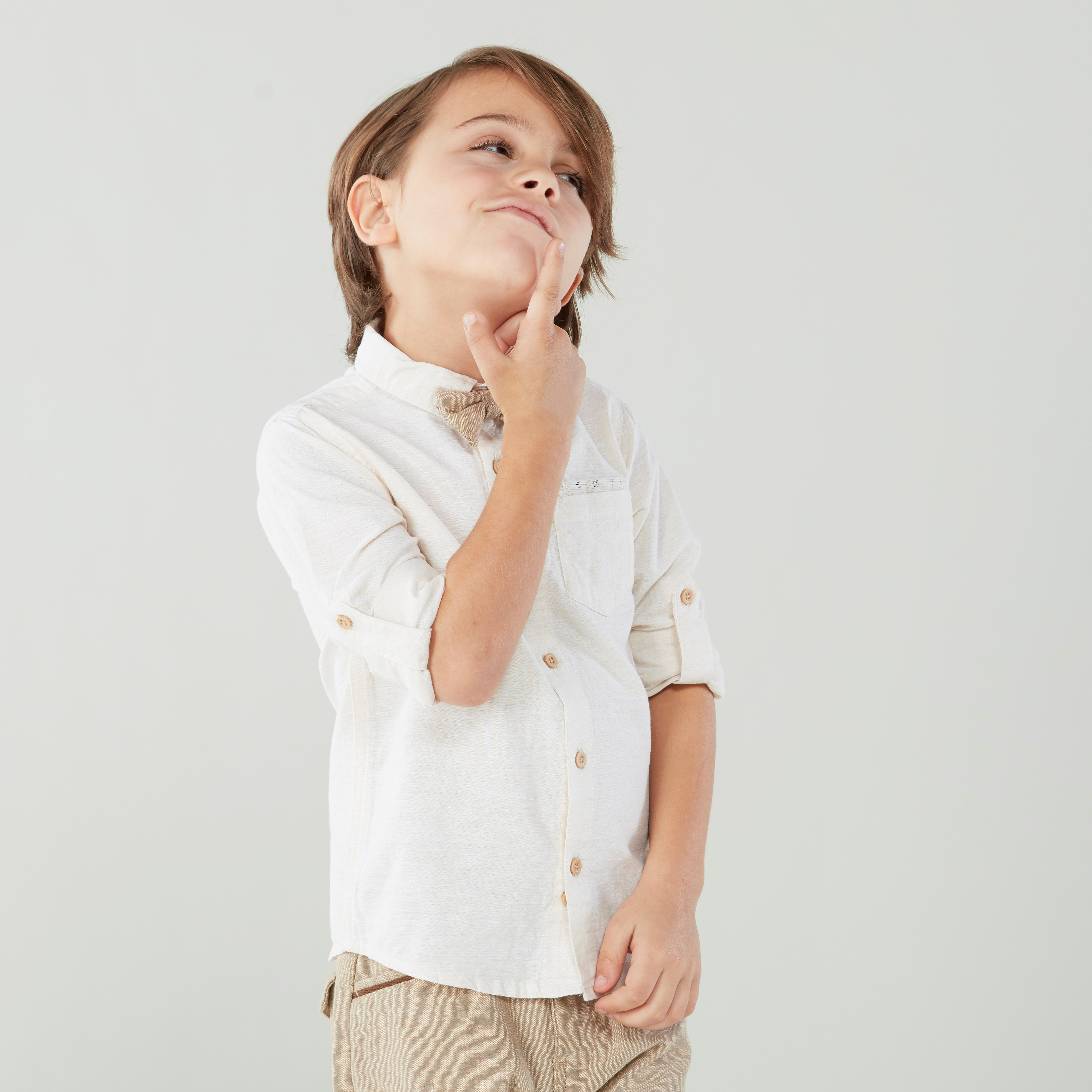 Juniors Long Sleeves Shirt with Plain Shorts-boys-clothing-setsandcoords-image-2