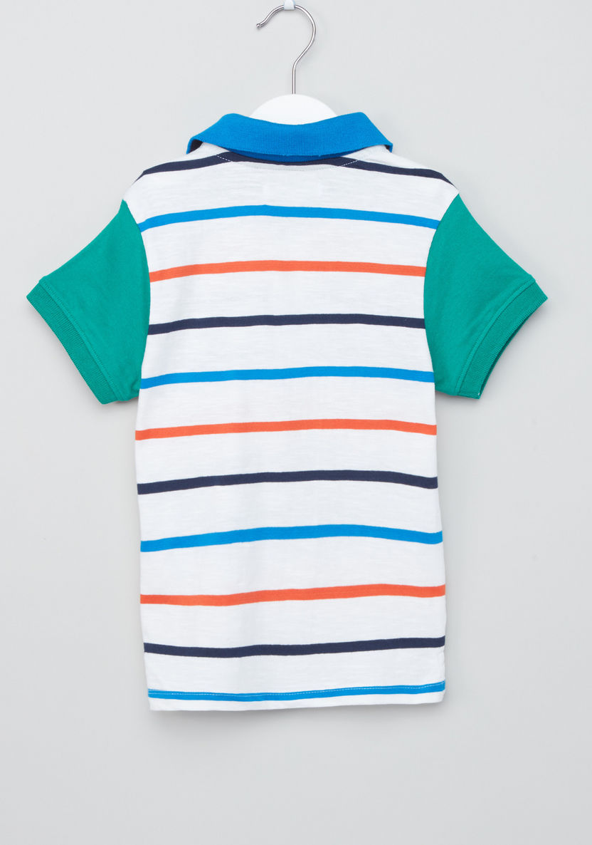 Juniors Striped Polo Neck T-shirt-T Shirts-image-2