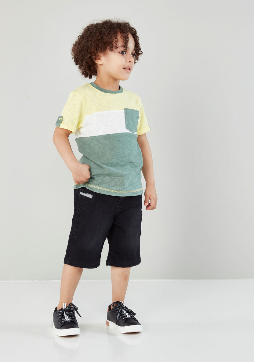 Eligo Colourblock T-shirt with Patch Pocket and Roll-Up Tabs-T Shirts-image-3