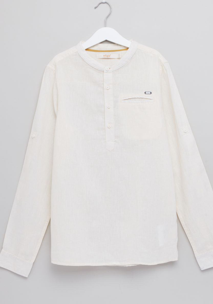 Eligo Mandarin Collar Chest Pocket Shirt-Shirts-image-0