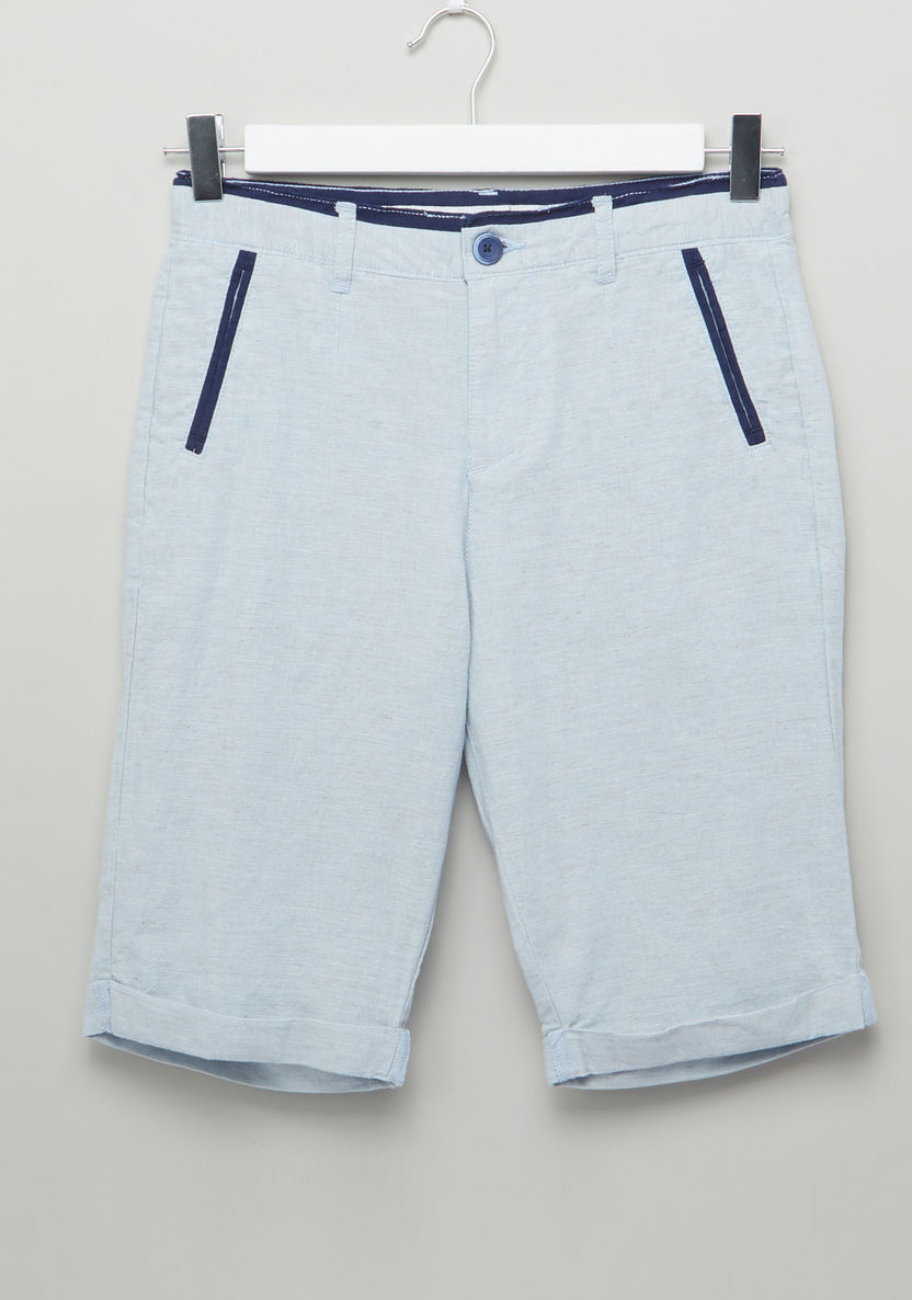 Eligo Textured Shorts with Button Closure and Pocket Detail-Shorts-image-0