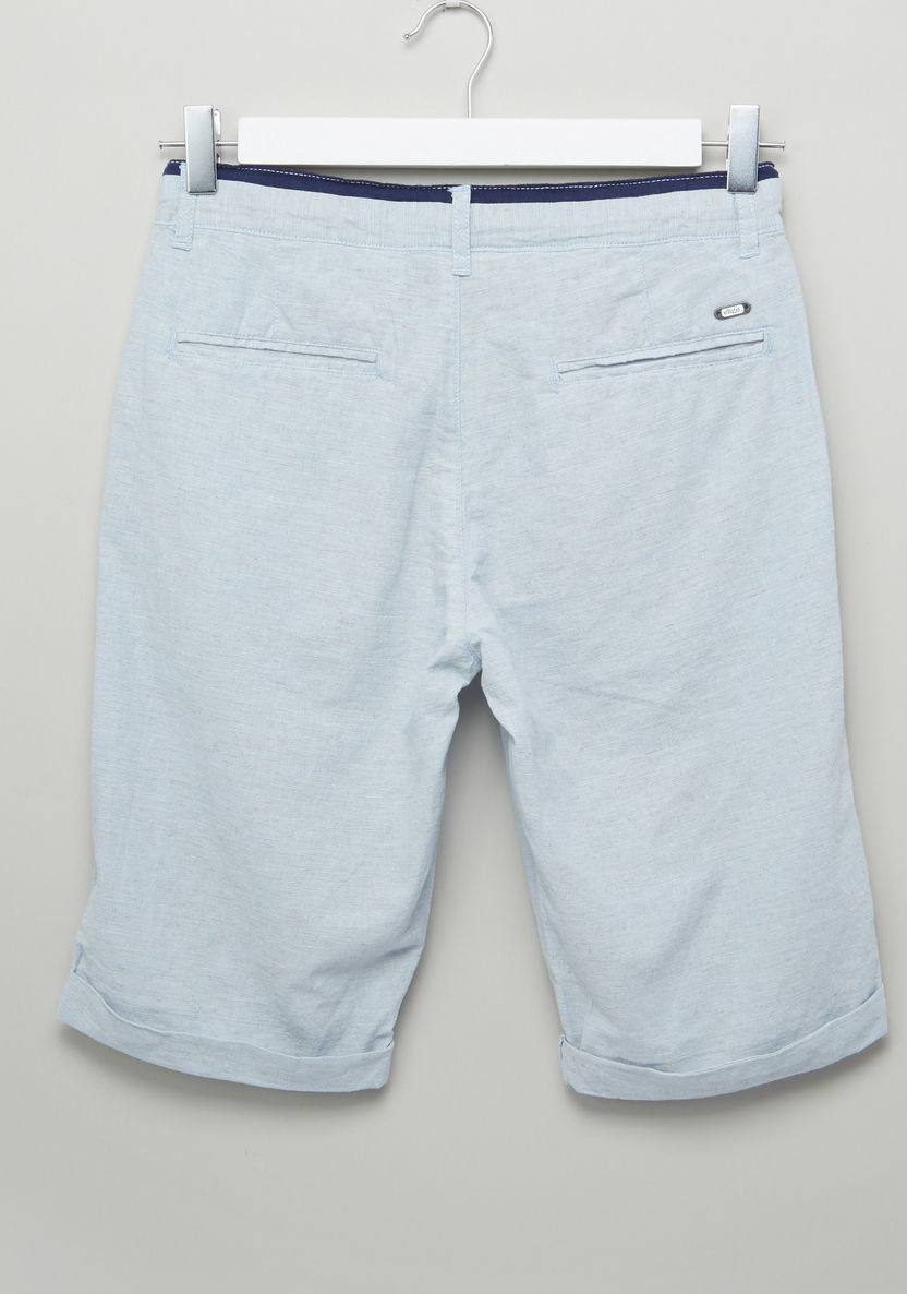 Eligo Textured Shorts with Button Closure and Pocket Detail-Shorts-image-2