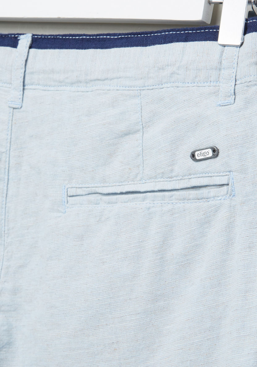 Eligo Textured Shorts with Button Closure and Pocket Detail-Shorts-image-3