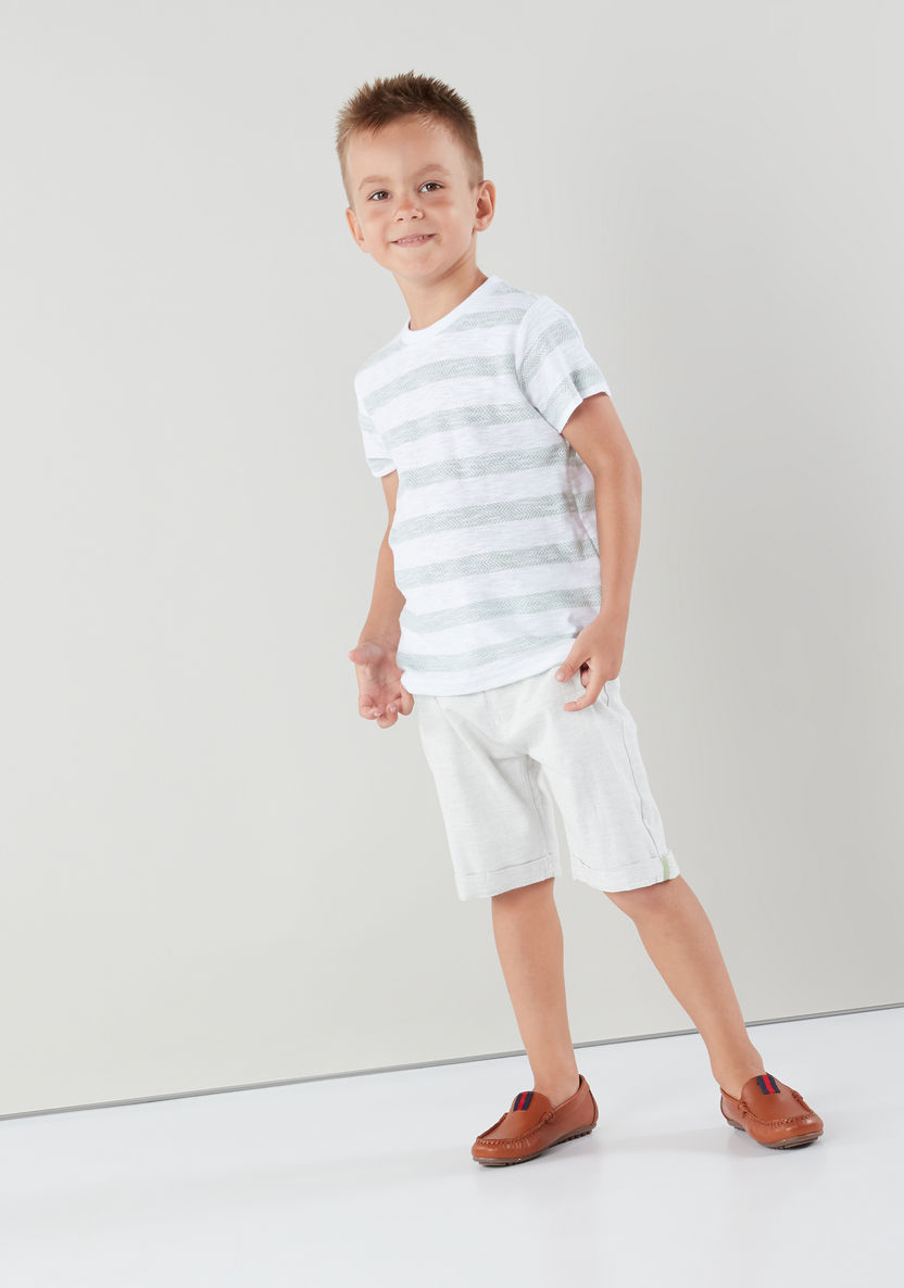 Eligo Striped Short Sleeves T-shirt with Pocket Detail Shorts-Clothes Sets-image-0