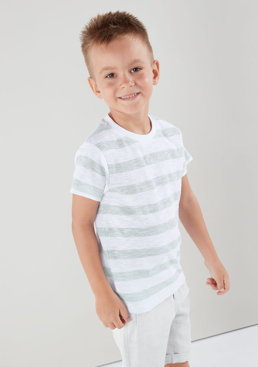 Eligo Striped Short Sleeves T-shirt with Pocket Detail Shorts-Clothes Sets-image-1