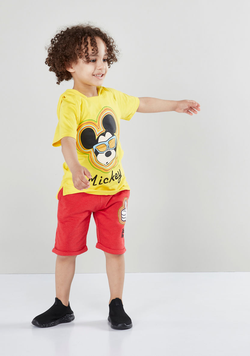 Mickey Mouse Printed Hooded T-shirt-T Shirts-image-3