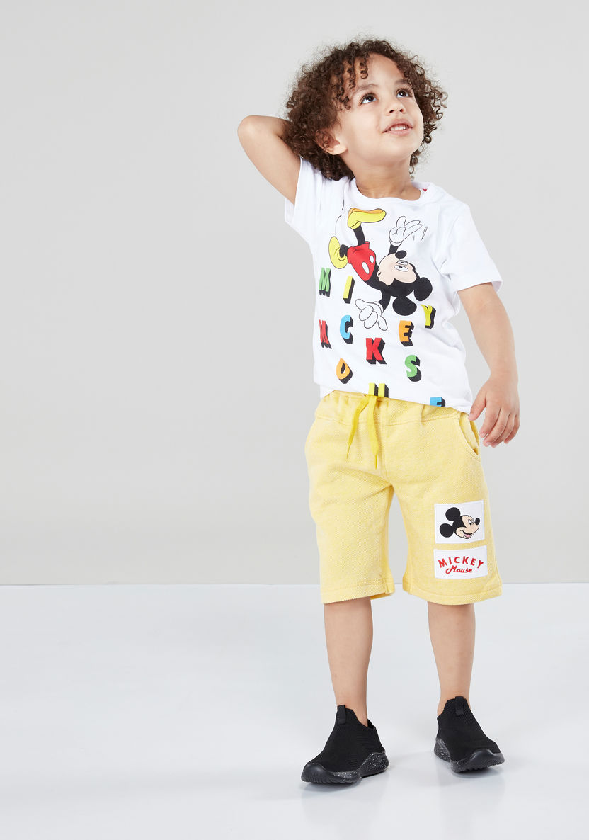 Mickey Mouse Applique Detail Shorts with Drawstring-Shorts-image-1