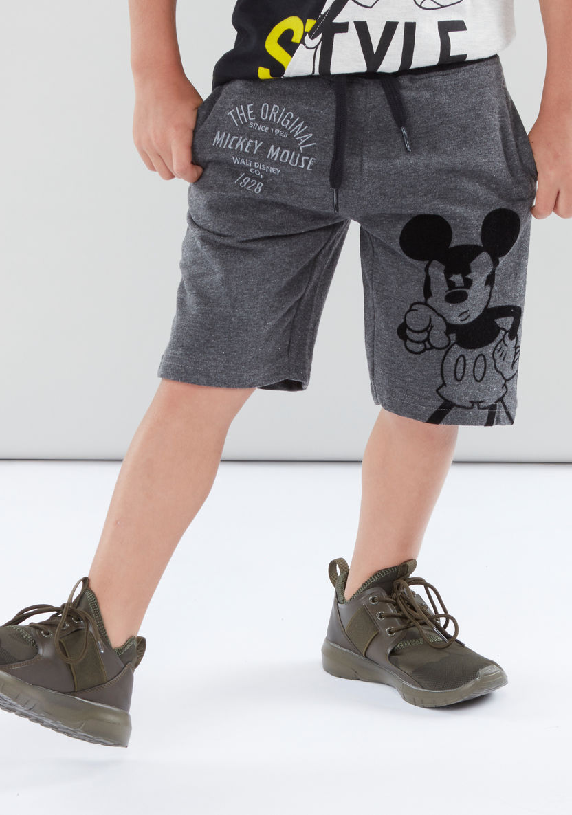 Mickey Mouse Printed Knit Shorts with Elasticated Drawstring Waistband-Shorts-image-1