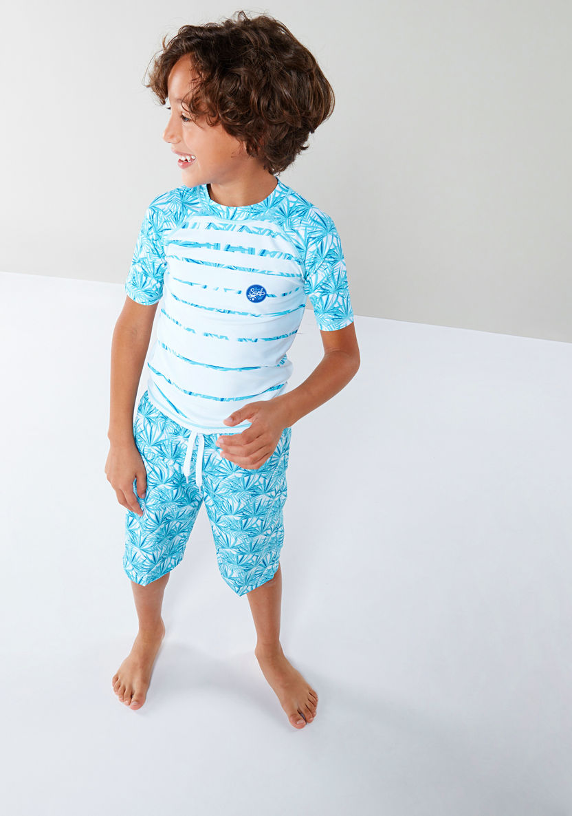 Junior Printed T-shirt with Pocket Detail Shorts-Clothes Sets-image-1