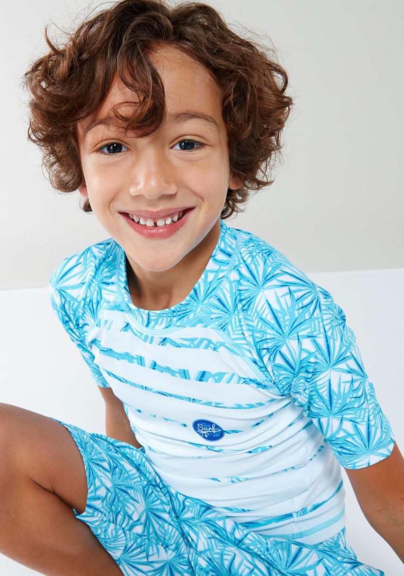 Junior Printed T-shirt with Pocket Detail Shorts-Clothes Sets-image-2