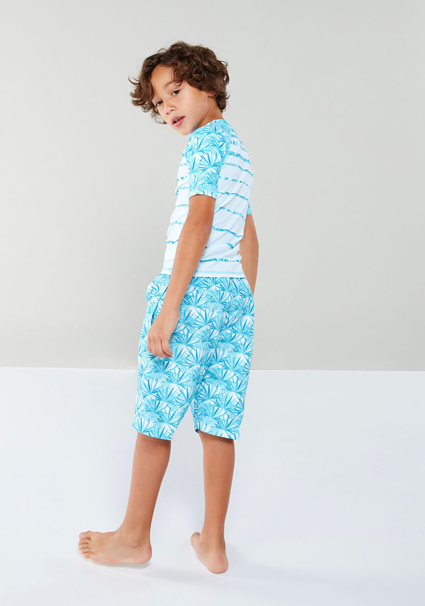 Junior Printed T-shirt with Pocket Detail Shorts-Clothes Sets-image-3