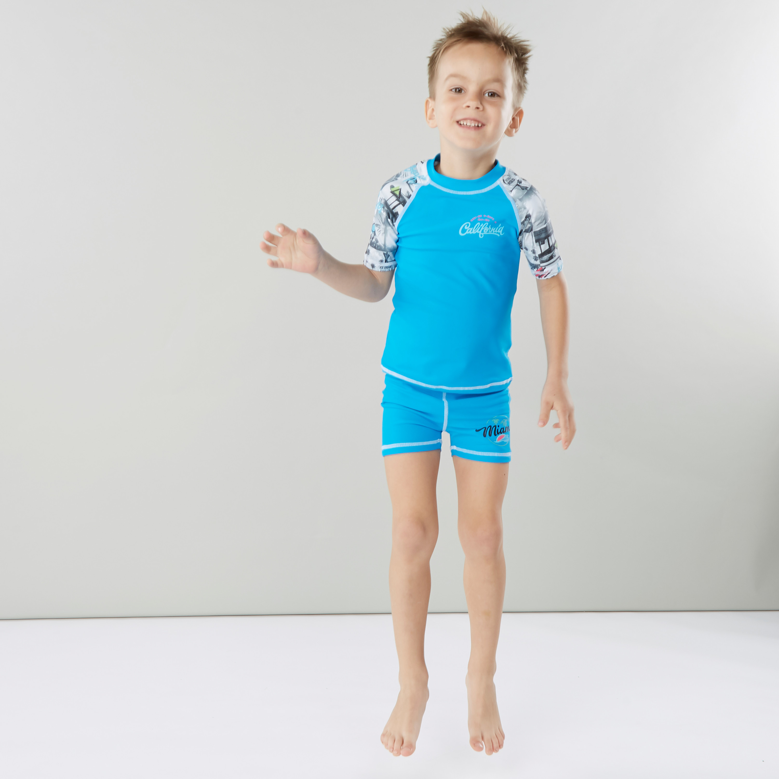 Juniors Printed Raglan Sleeves Swimwear T-shirt with Shorts-boys-clothing-sportswear-swimwear-image-3