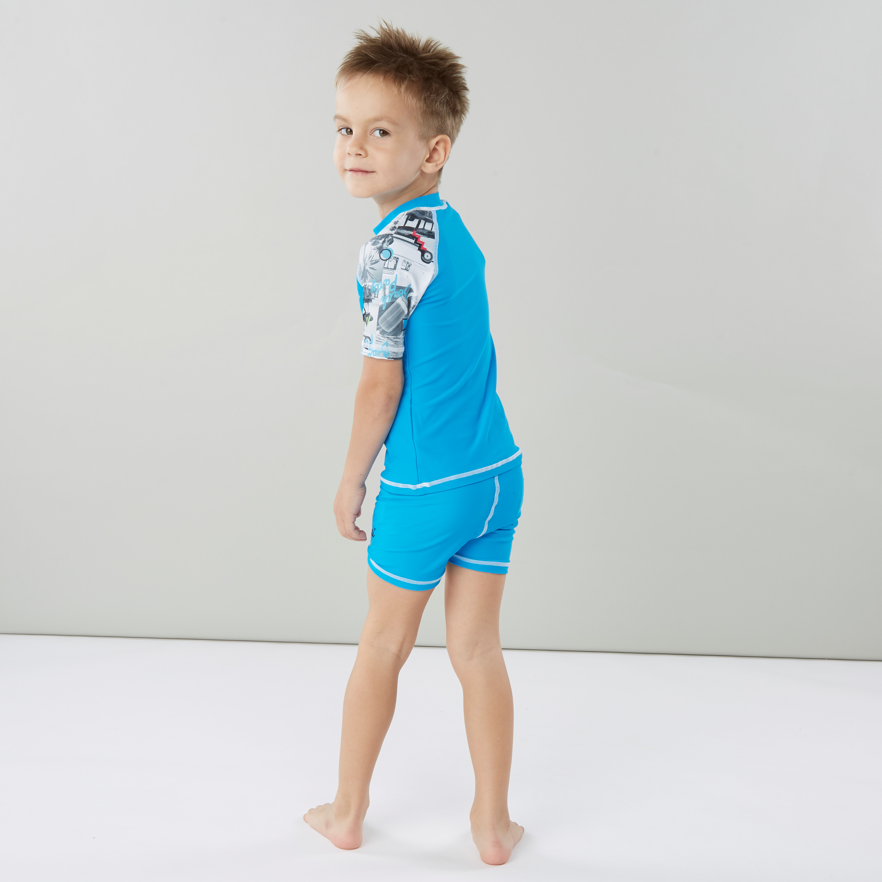 Juniors Printed Raglan Sleeves Swimwear T-shirt with Shorts-boys-clothing-sportswear-swimwear-image-5