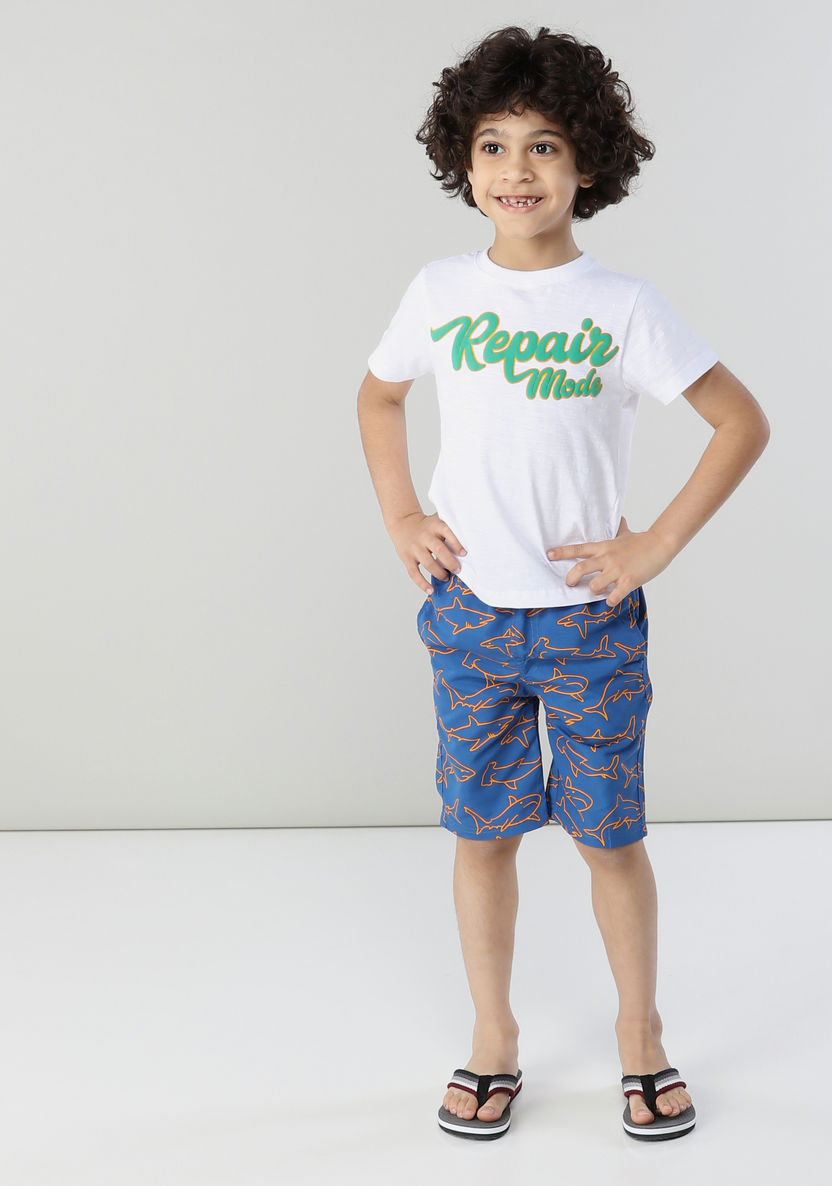 Juniors Printed Shorts with Drawstring and Pockets-Swimwear-image-1