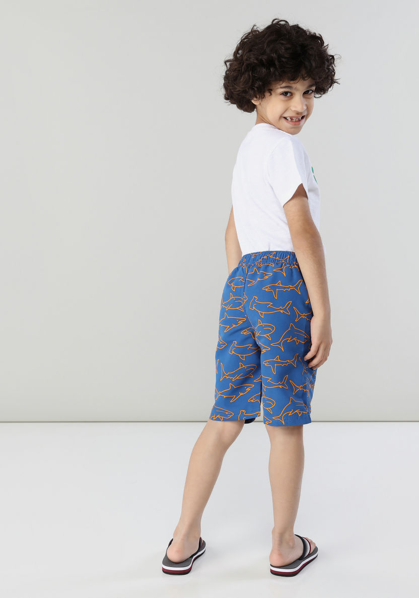 Juniors Printed Shorts with Drawstring and Pockets-Swimwear-image-2
