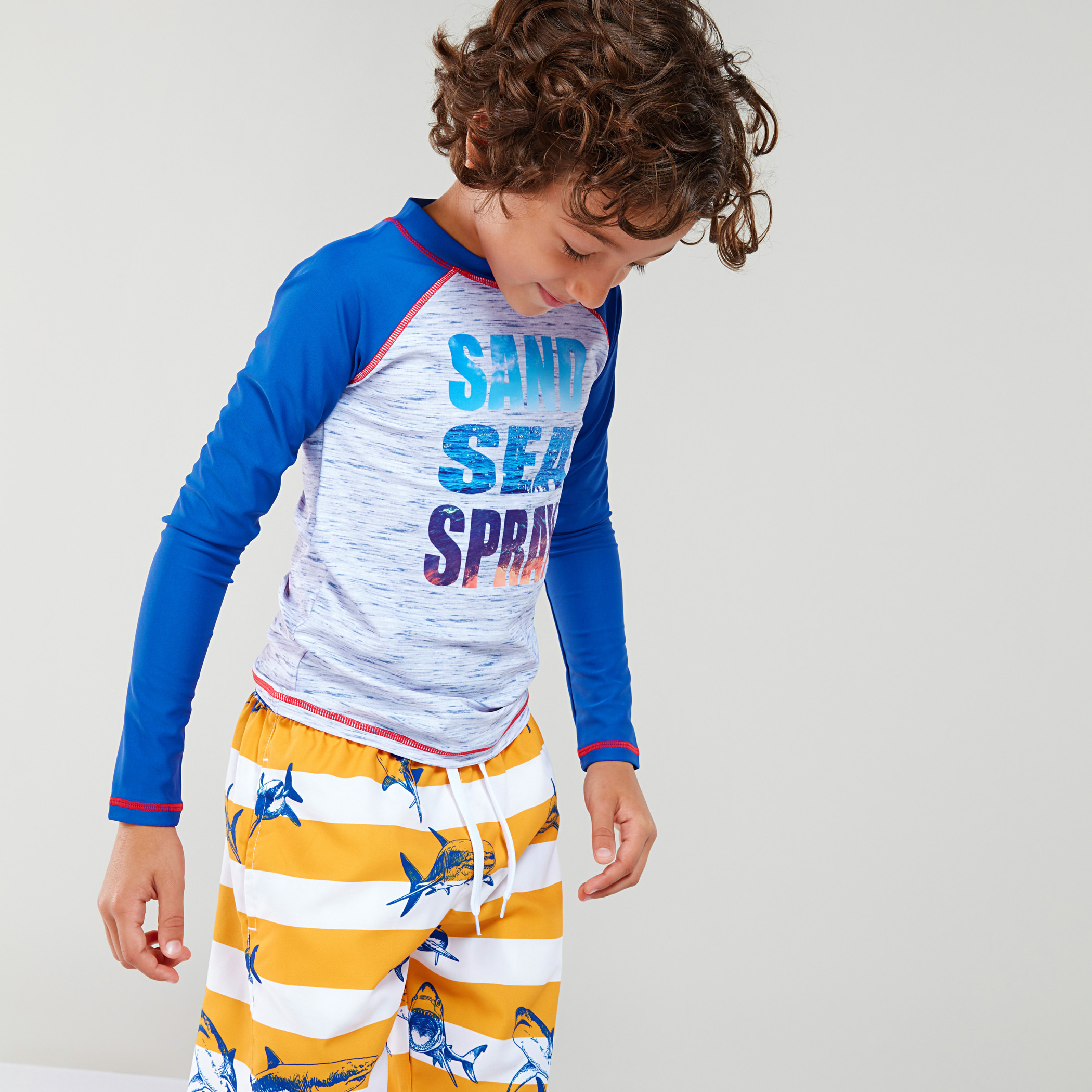 Juniors Striped Board Shorts with Drawstring-boys-clothing-swimwear-image-2