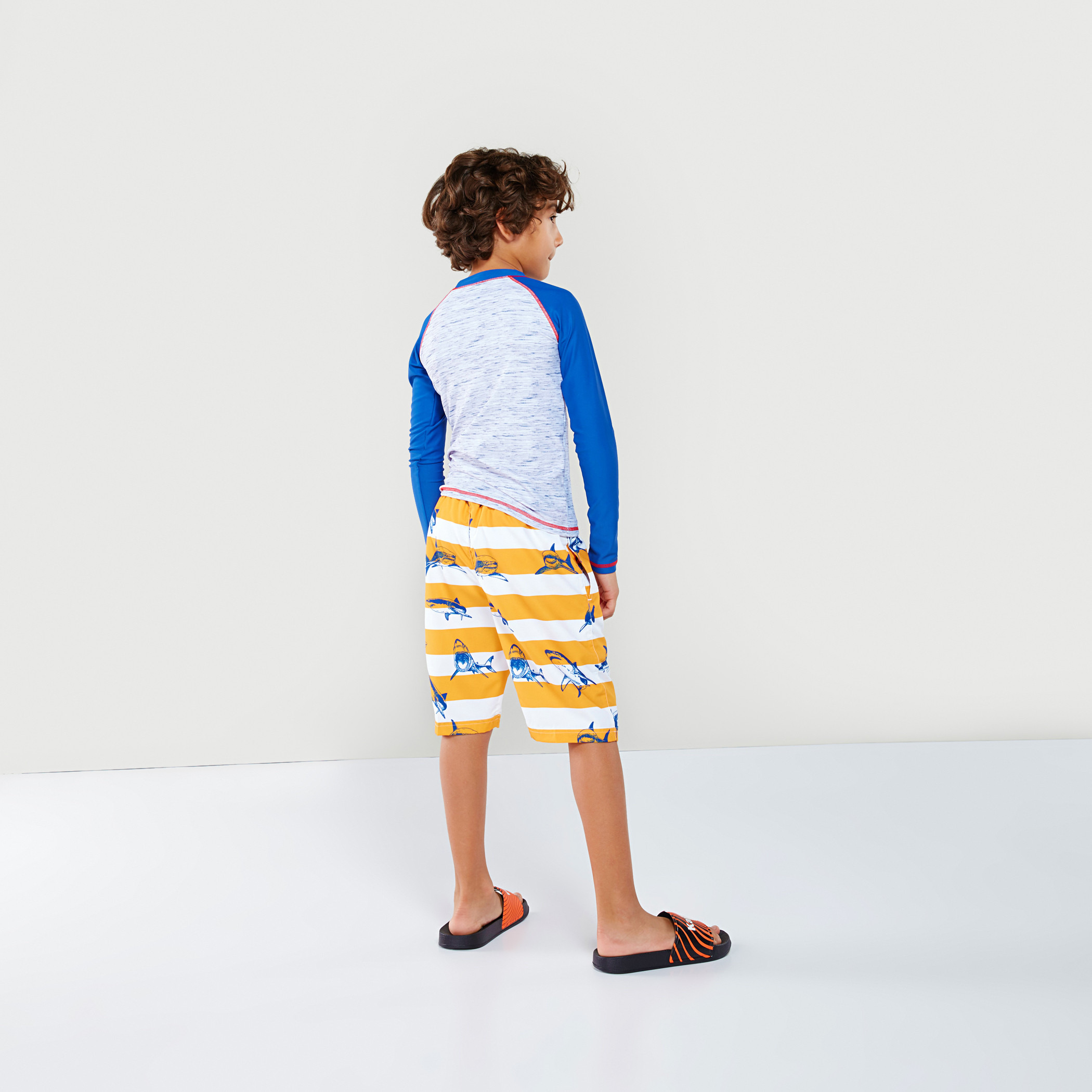 Juniors Striped Board Shorts with Drawstring-boys-clothing-swimwear-image-3