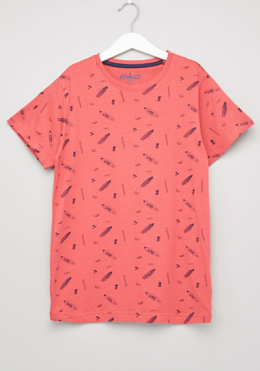 Posh Printed Round Neck Short Sleeves T-shirt-T Shirts-image-0