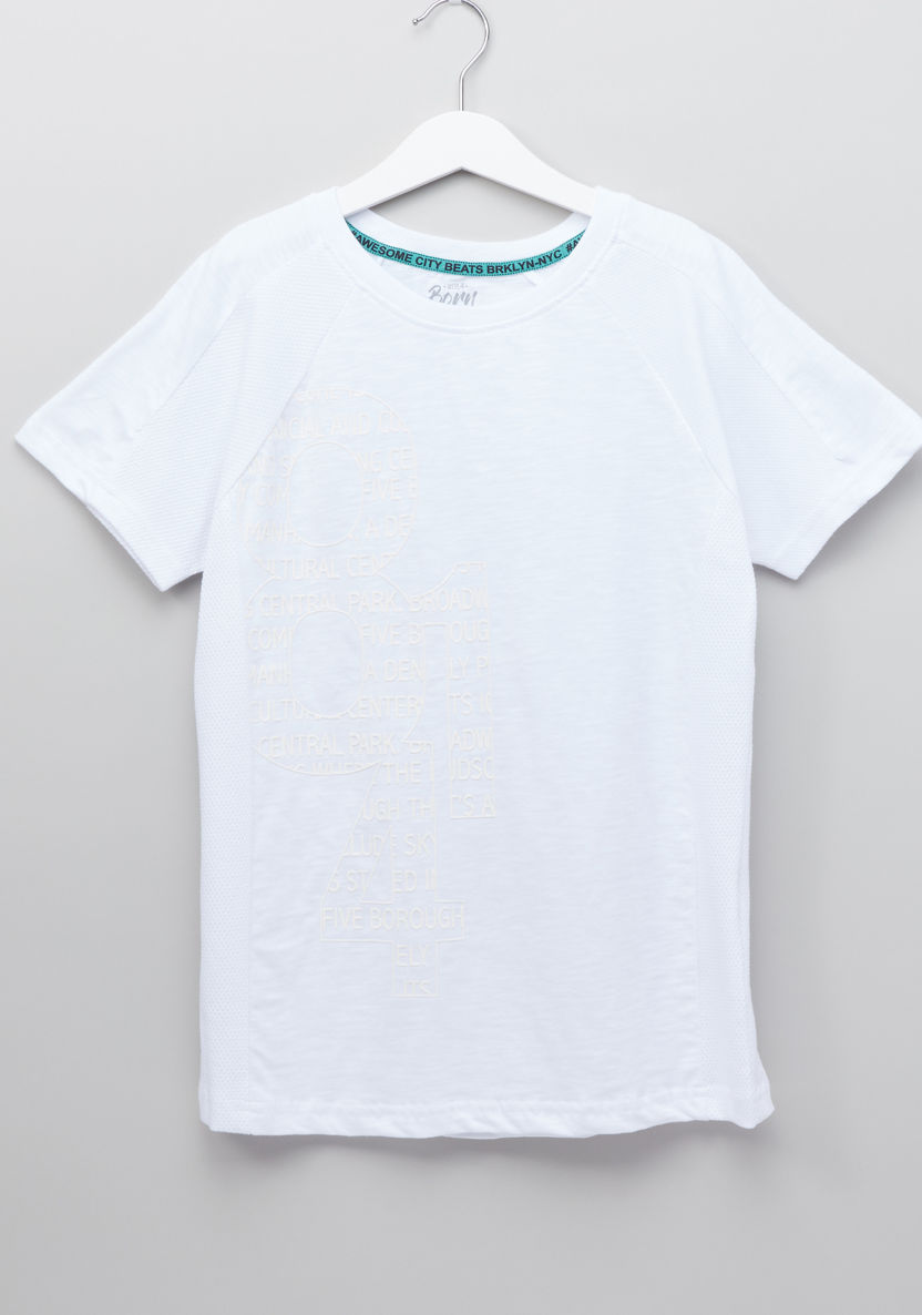 Posh Textured Round Neck Short Sleeves T-shirt-T Shirts-image-0