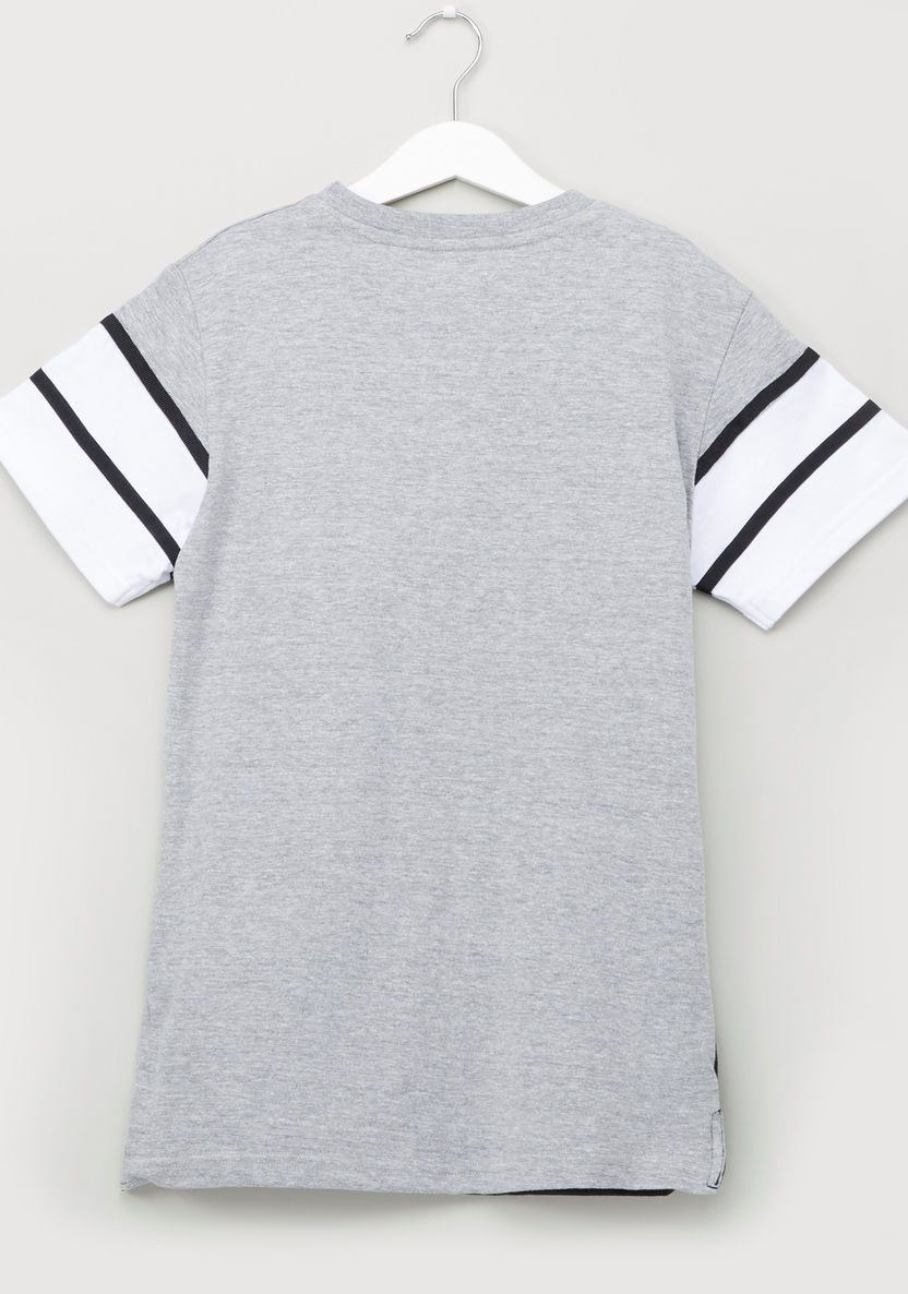 Posh Striped T-shirt with Crew Neck and Short Sleeves-T Shirts-image-2
