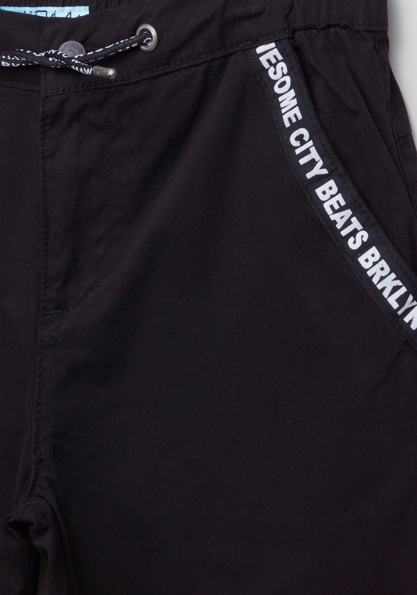 Posh Printed Tape Detail Cuff Pants with Drawstring-Pants-image-1