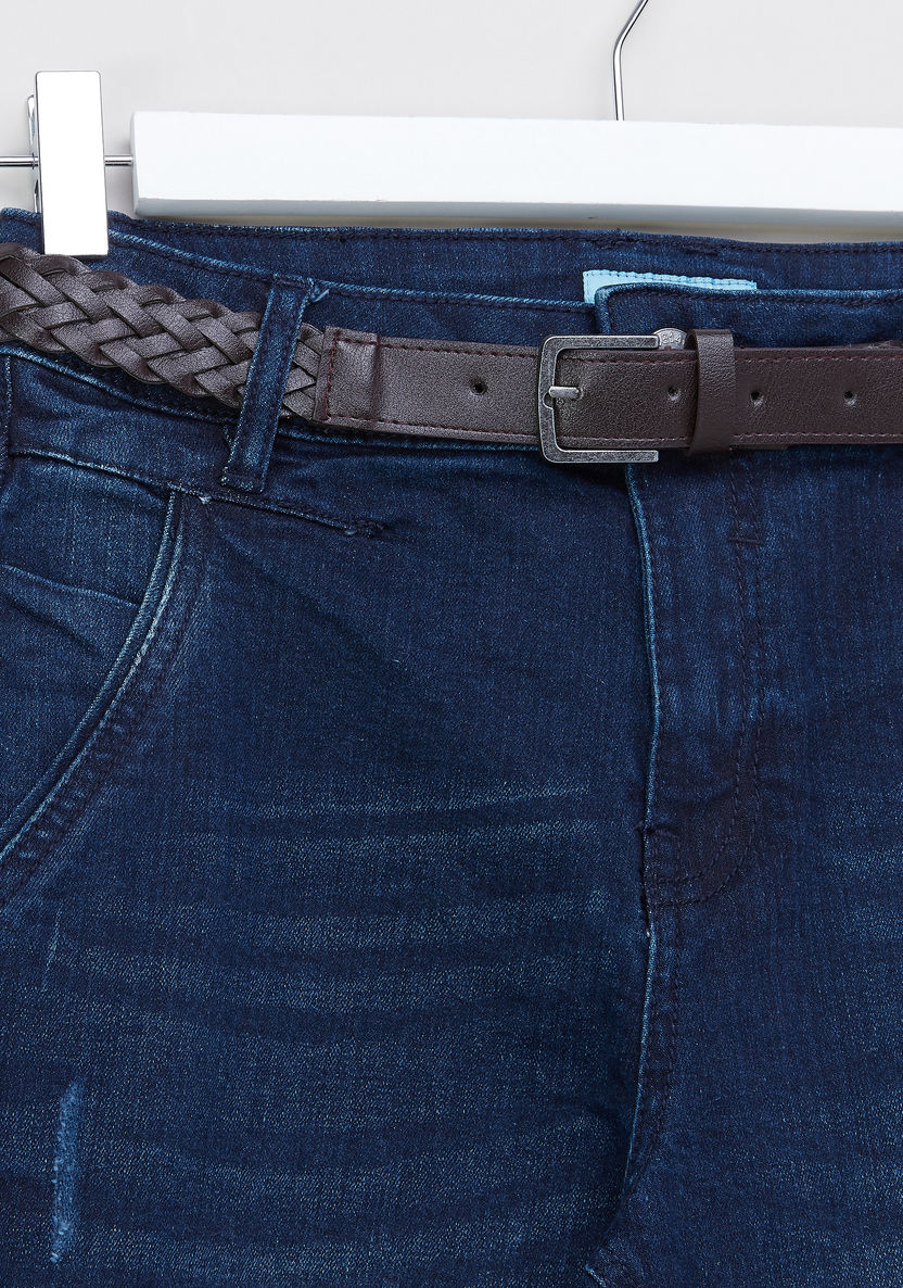 Posh Clothing Flat-Front Denim Pants with Belt-Jeans-image-1