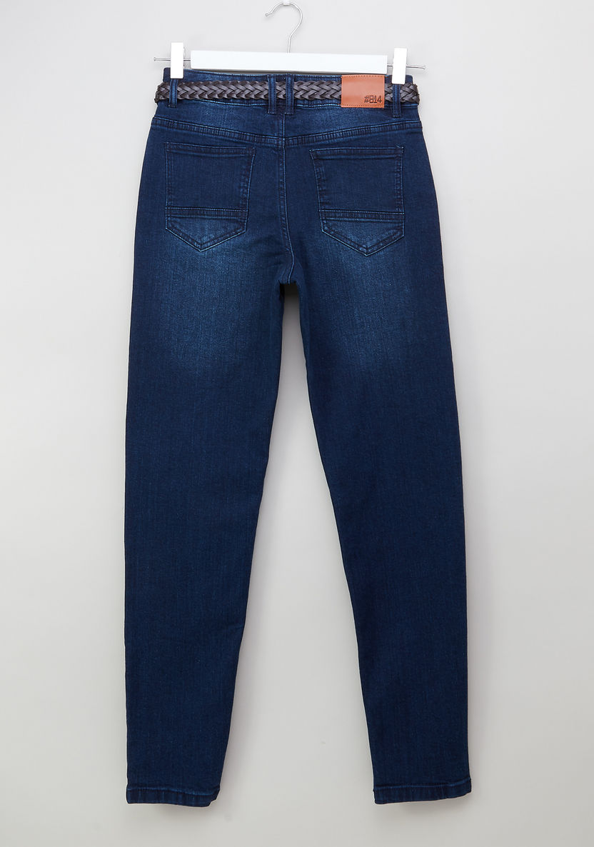 Posh Clothing Flat-Front Denim Pants with Belt-Jeans-image-2
